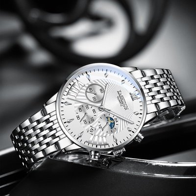 卡诗顿石英表男士商务休闲机械表钢带防水光电子手表男学生国产腕表