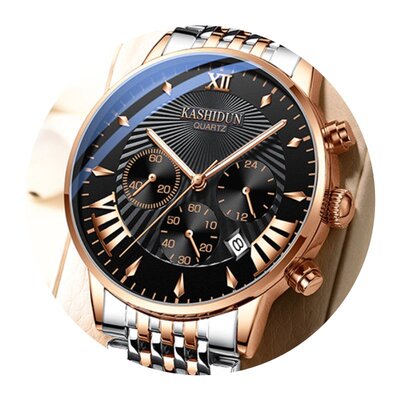 卡诗顿石英表男士商务休闲机械表钢带防水光电子手表男学生国产腕表