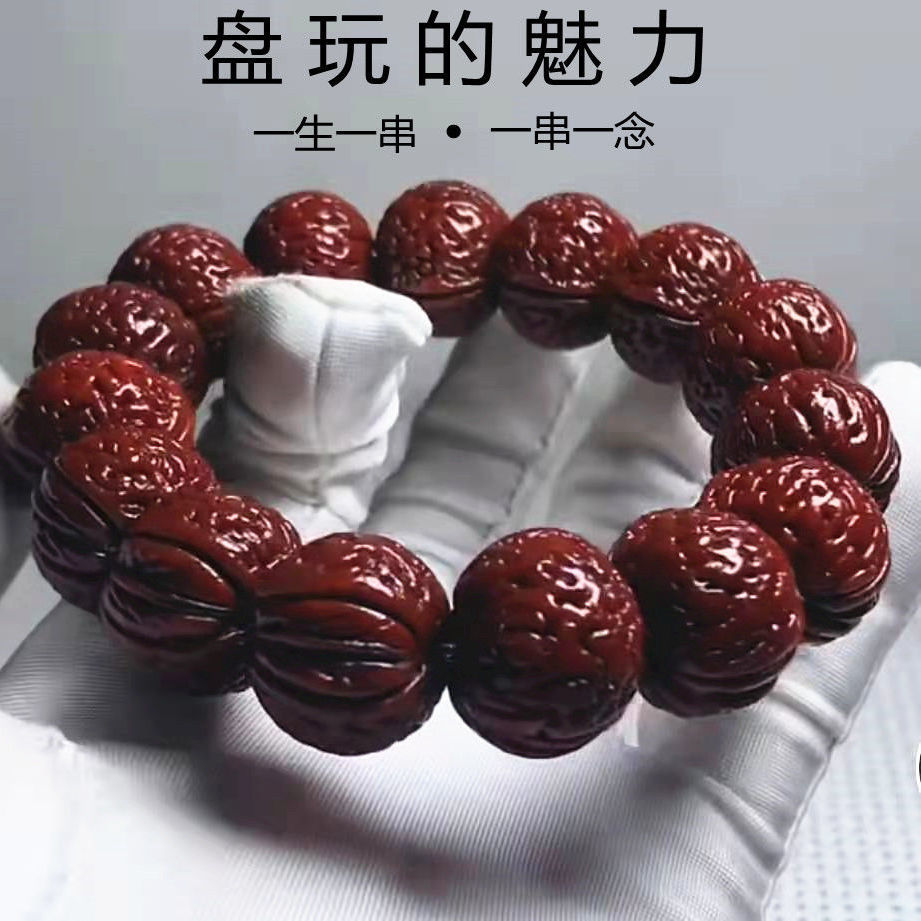 桃核手串小桃精品野生山核桃脑纹文玩天然胡佛珠手串