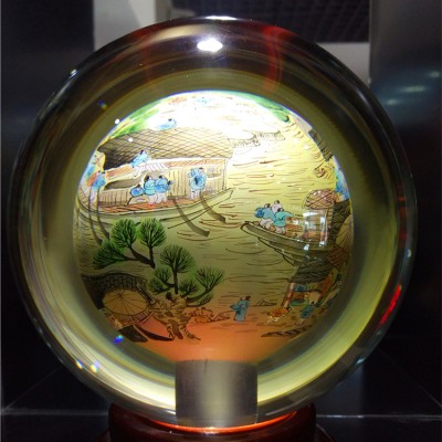 水晶内画摆件清明上河图礼品手工艺品民族艺术国粹摆件