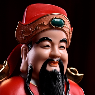 德化陶瓷商圣范蠡财神神像供奉家用聚宝盆财神爷佛像装饰摆件