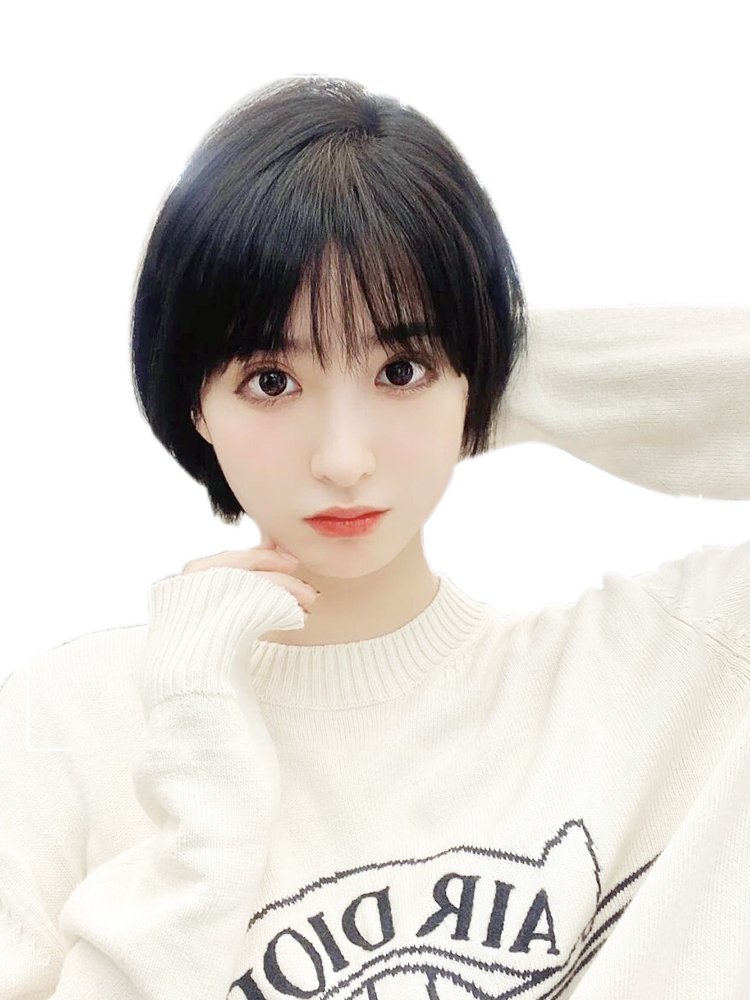 假发短发女全头套真发仿真适合圆脸发型波波整顶假发