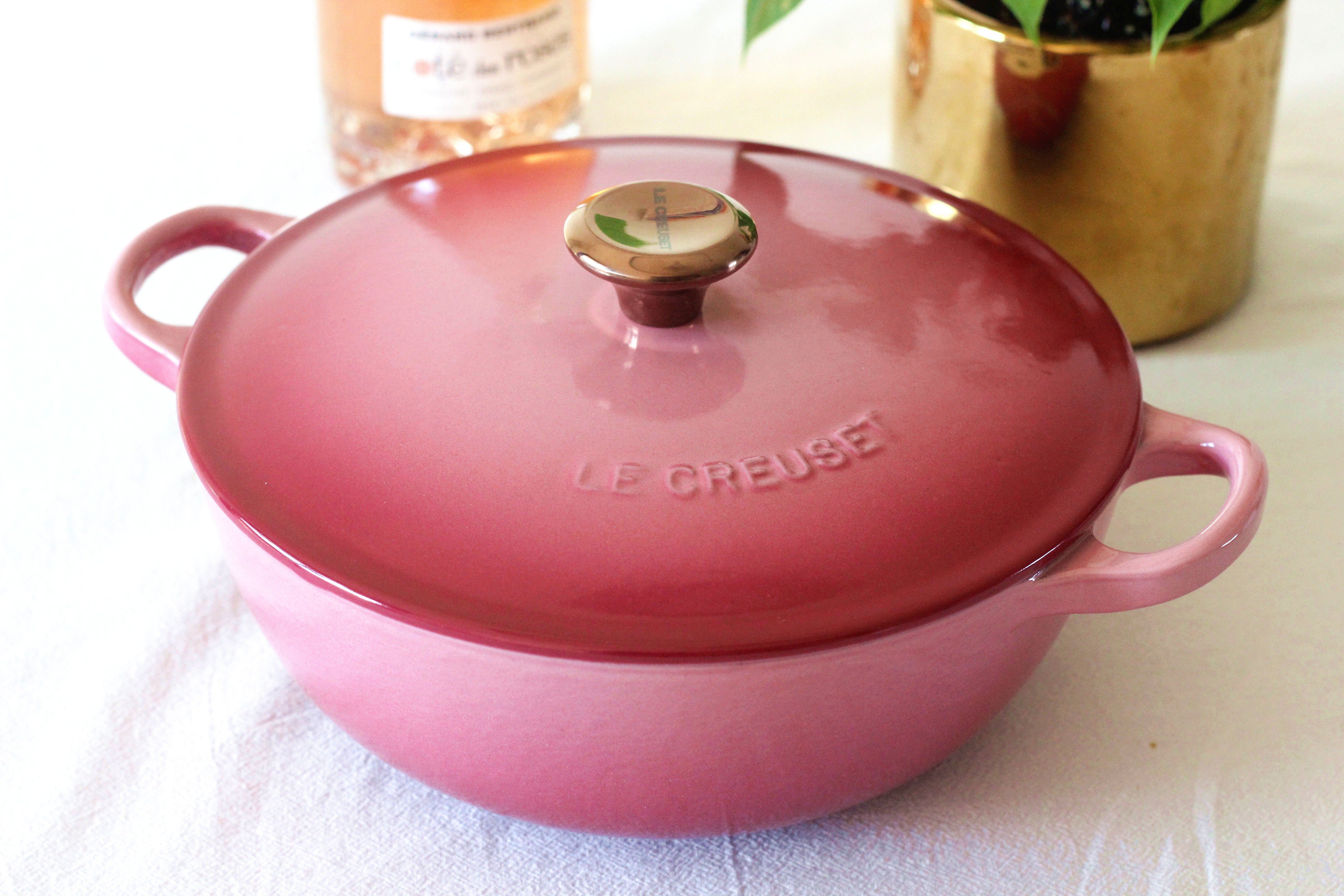 法国酷彩lecreuset玫瑰金色铸铁珐琅berry饭釜海鲜炖锅