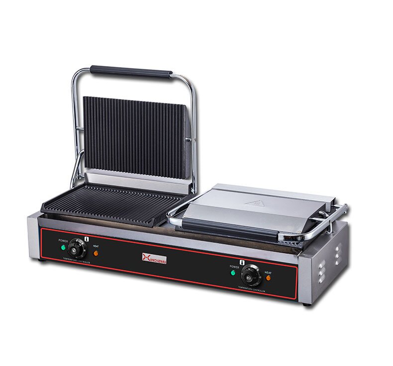 商用电热双头压板扒炉帕尼尼机全坑三文烤肉烤面包扒炉