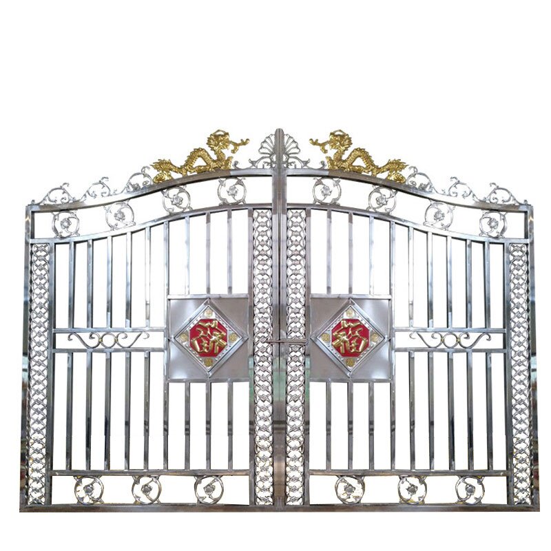 大门开门不锈钢门庭院门四开锈钢豪华农村围墙庭院门