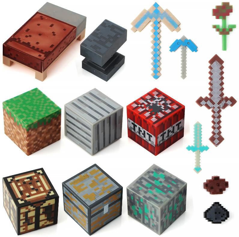 我的世界超级工作台周边玩具粘粘拼豆制作模型建构