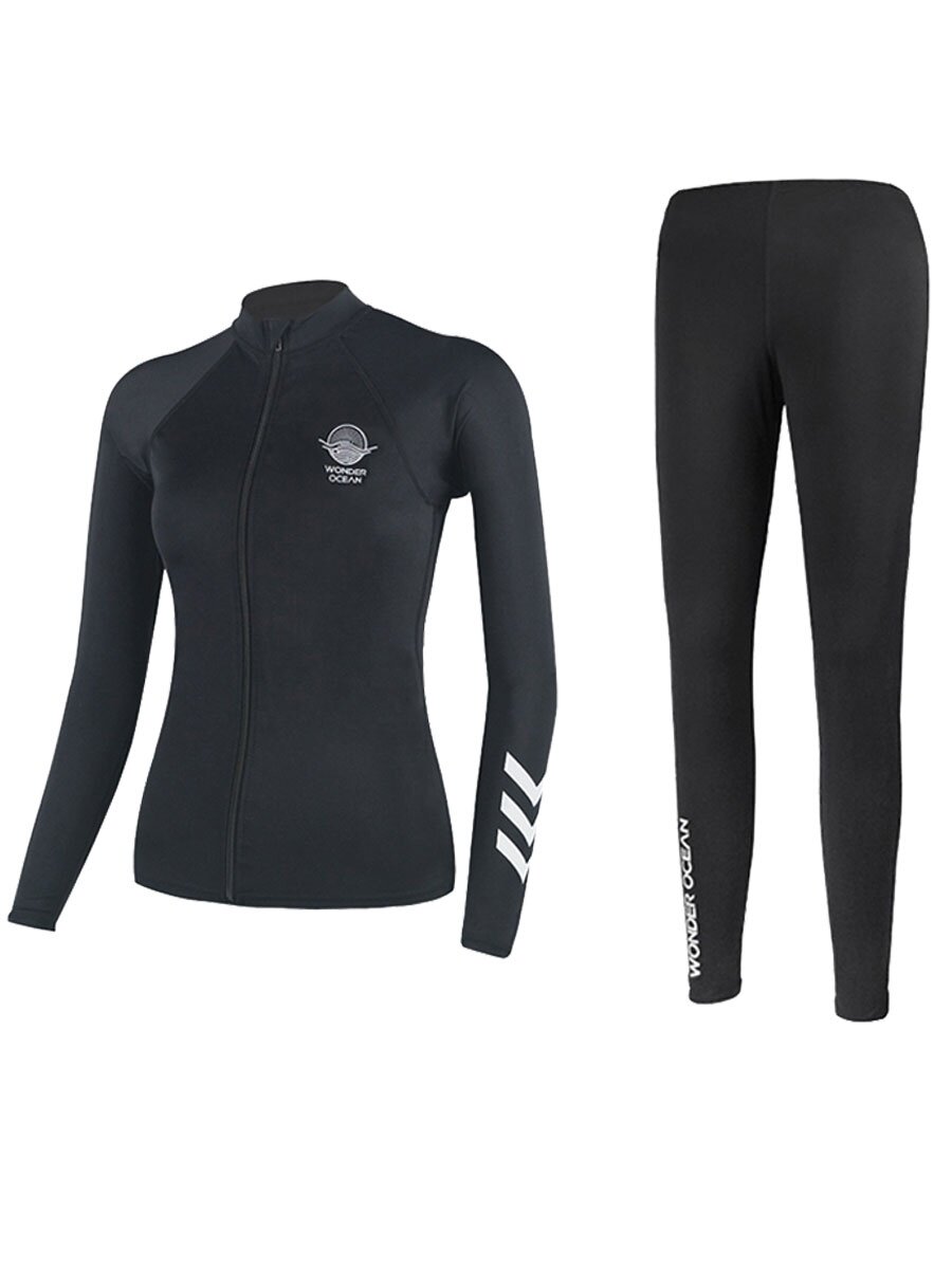 wonderocean潜水服女分体长袖长裤速干防晒大码浮潜游泳衣水母衣