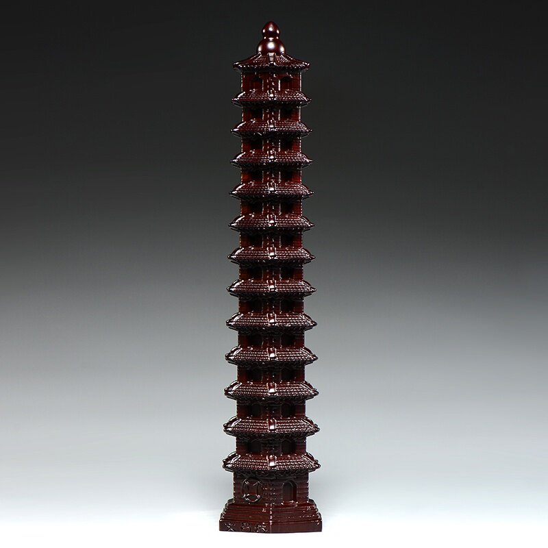 文昌塔新品檀木雕刻13层摆件木头十三三层家居木雕