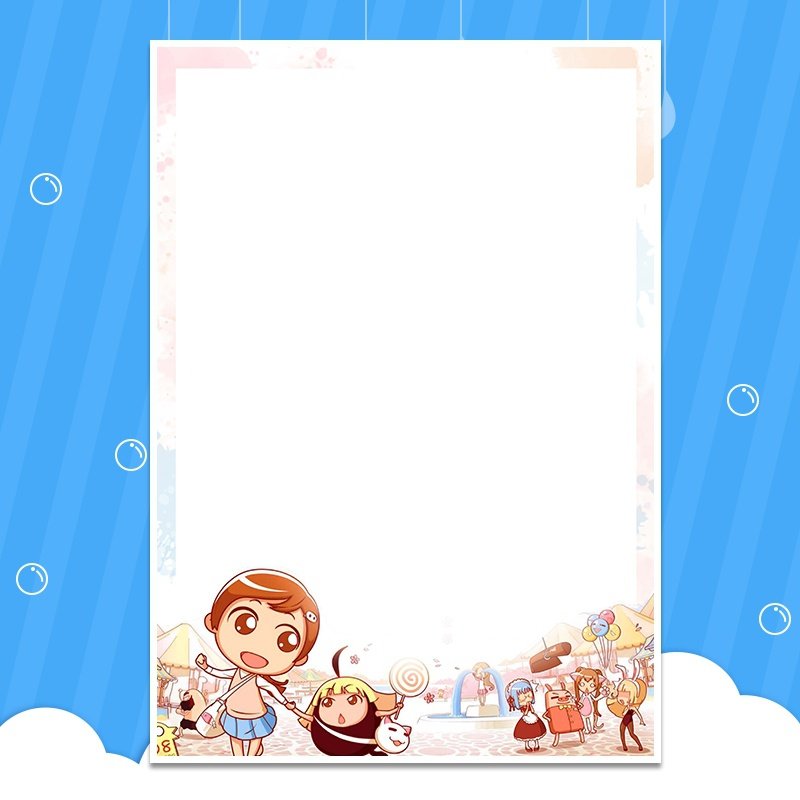 信纸适用稿纸a4卡通好看图案花边学生生儿信纸