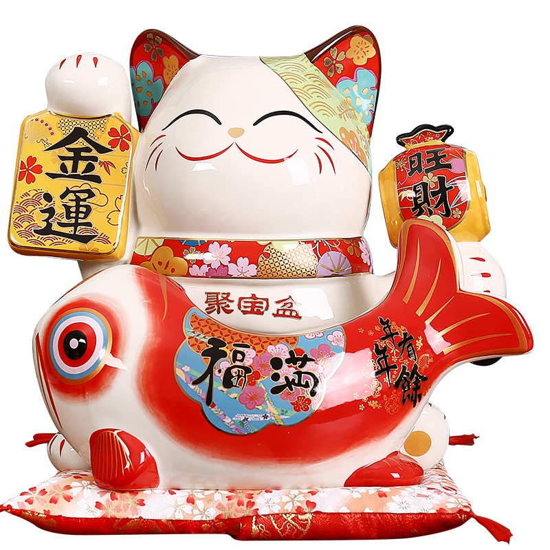 摆件招财猫金运旺运旺财福聚宝盆存钱客厅装饰乔迁招财猫
