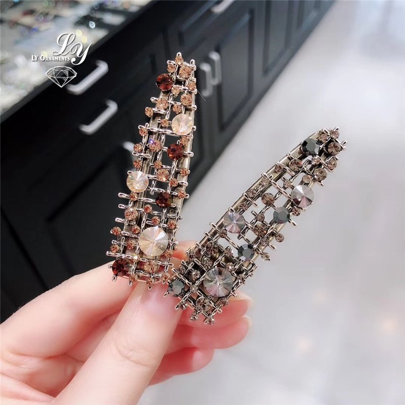 时尚复古微镶水钻水晶发夹刘海夹网红卡子女发饰