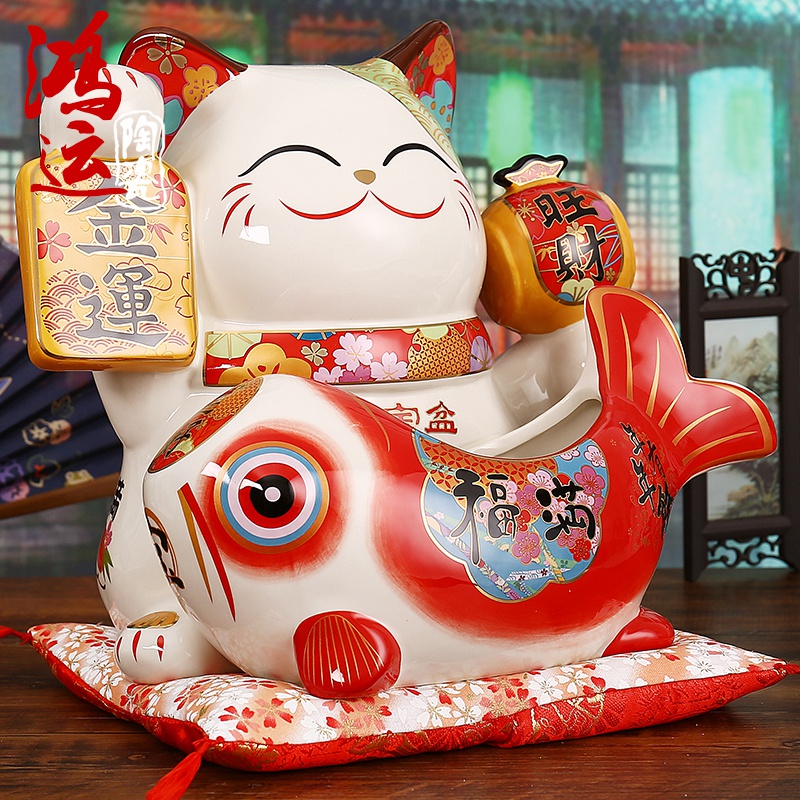 摆件招财猫金运旺运旺财福聚宝盆存钱客厅装饰乔迁招财猫