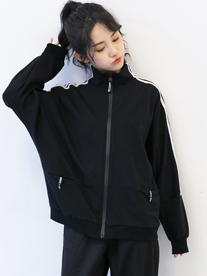 2021新款秋季港风黑色外套女春秋韩版宽松嘻哈bf运动棒球服潮