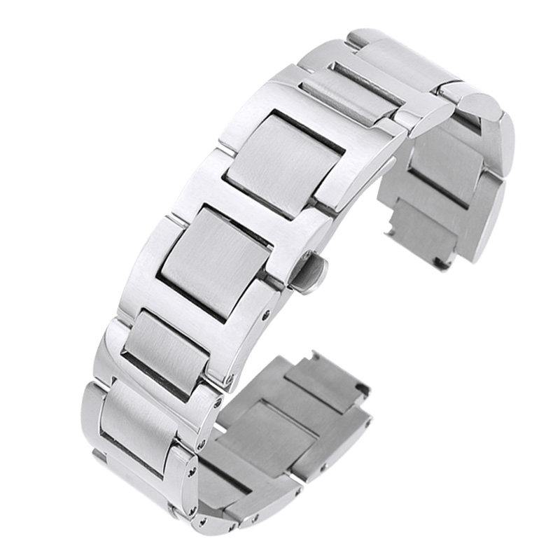 适配卡地亚蓝气球球手表带原装钢带男女实心配件