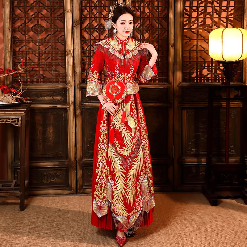 新款秀禾服中式婚礼新娘结婚纱礼服复古中国风刺绣敬酒服显瘦夏季