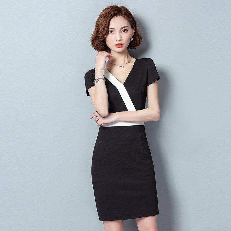 职业装连衣裙春夏季女气质显瘦高端职场裙子前台金店美容院工作服