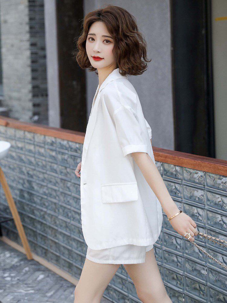 西装短裤套装女夏装2021年新款洋气小个子显高气质时尚短袖三件套