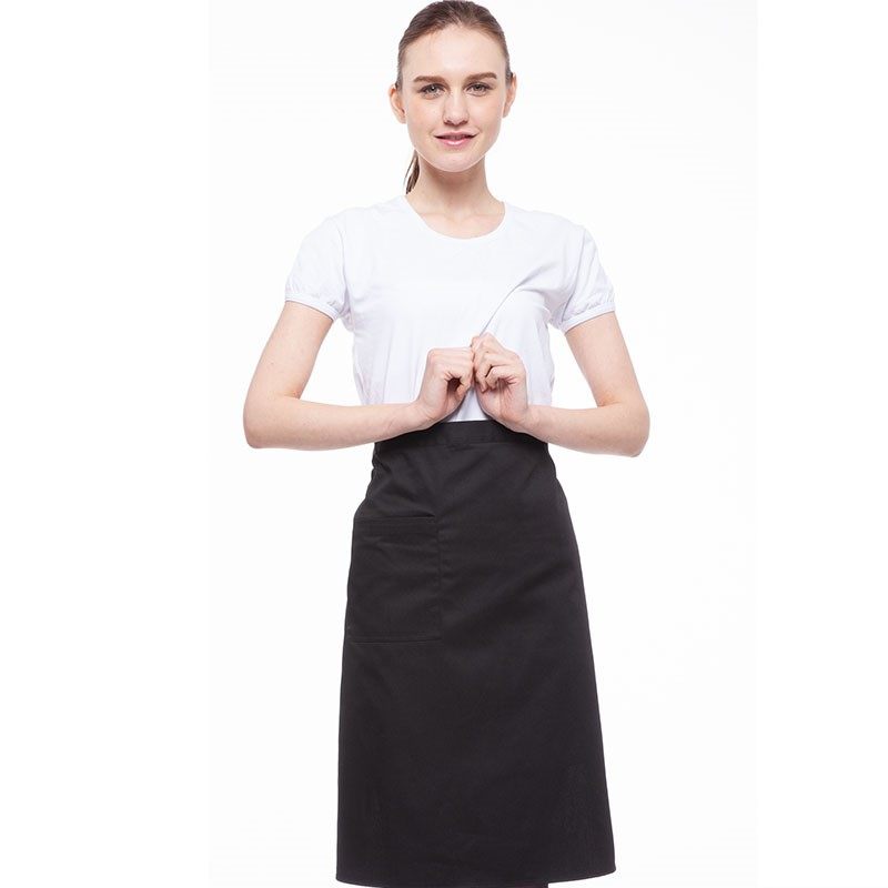 厨师围裙男士家用餐厅酒店半截围腰厨房工作服黑色半身围裙女