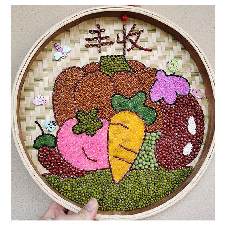 五谷杂粮包幼儿谷物科普幼儿材料豆子手工儿童竹扁画手工创意粘贴类