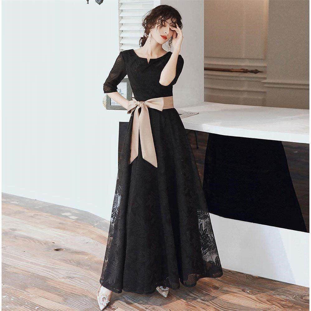 生日宴会礼裙超仙韩版女学生宴会伴娘礼服白色蕾丝网纱长款女成人