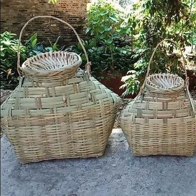 农家竹编鱼篓背篓竹篮竹鱼篓装饰道具花篮鱼娄竹编