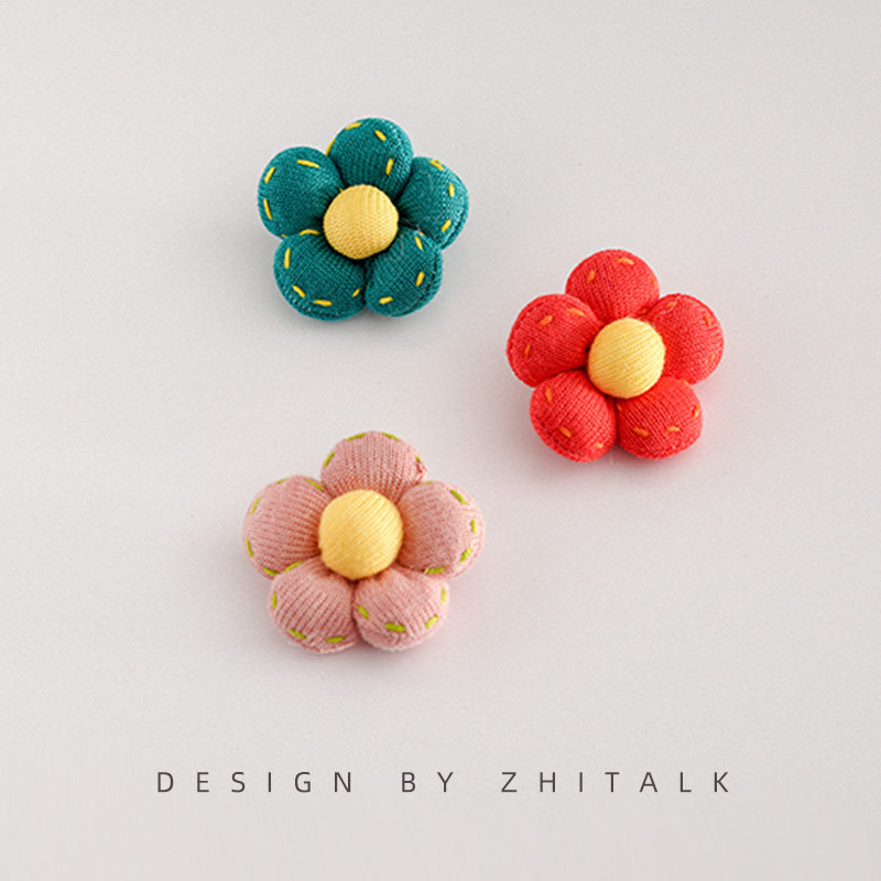 春夏新款田园风彩彩虹色布布艺花朵胸针韩版胸针