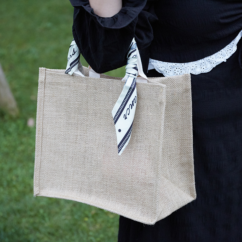 muji无印良品麻布袋黄麻diy袋子帆布包学生手提袋拎书女麻袋定制
