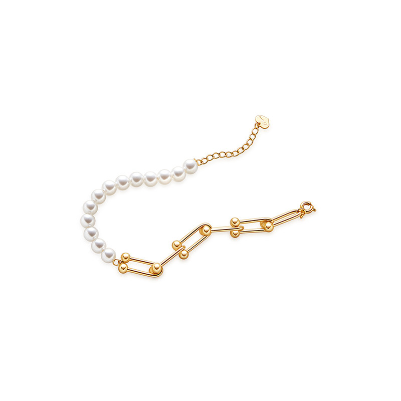 手链珍珠me饰品2021年新款金属拼接嘻哈个性手链