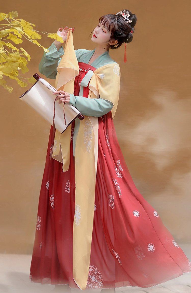 长安行古装汉服女中国风齐胸襦裙唐制超仙对襟印花古装仙气飘逸