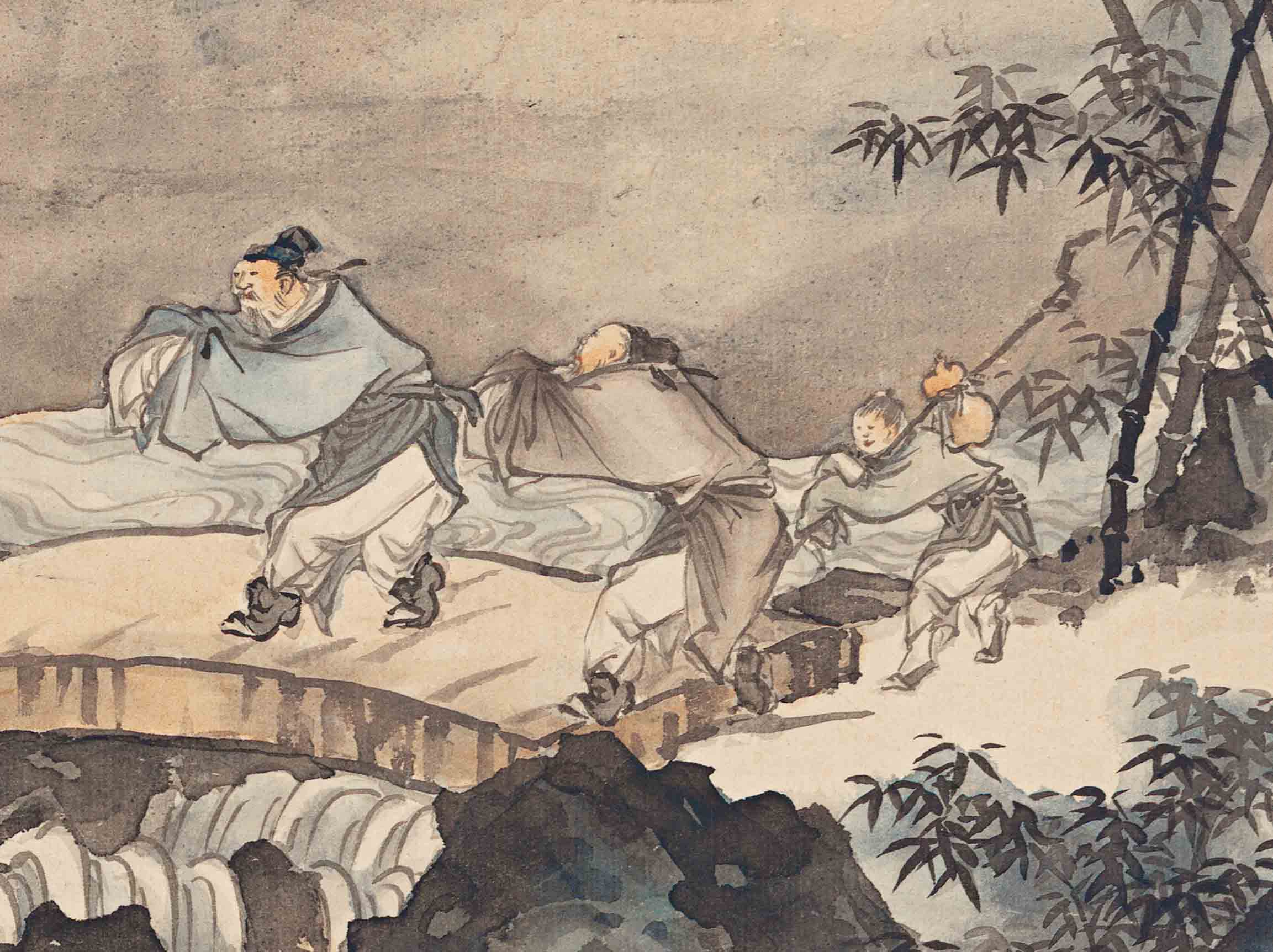 陈少梅南宋马远踏歌图纸本国国画山水画高清数字国画