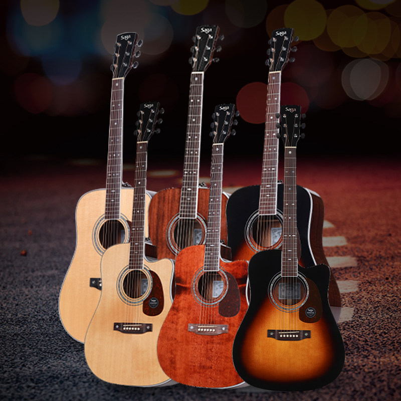 吉他sagaa1全单萨伽单板民谣电箱木吉41寸吉他民谣吉他