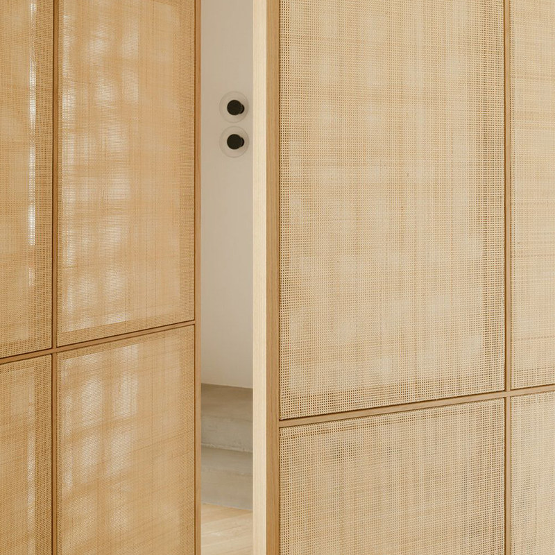 定制折叠门藤编移门酒店民宿推拉木门新中式隔断实木平开门橱柜门