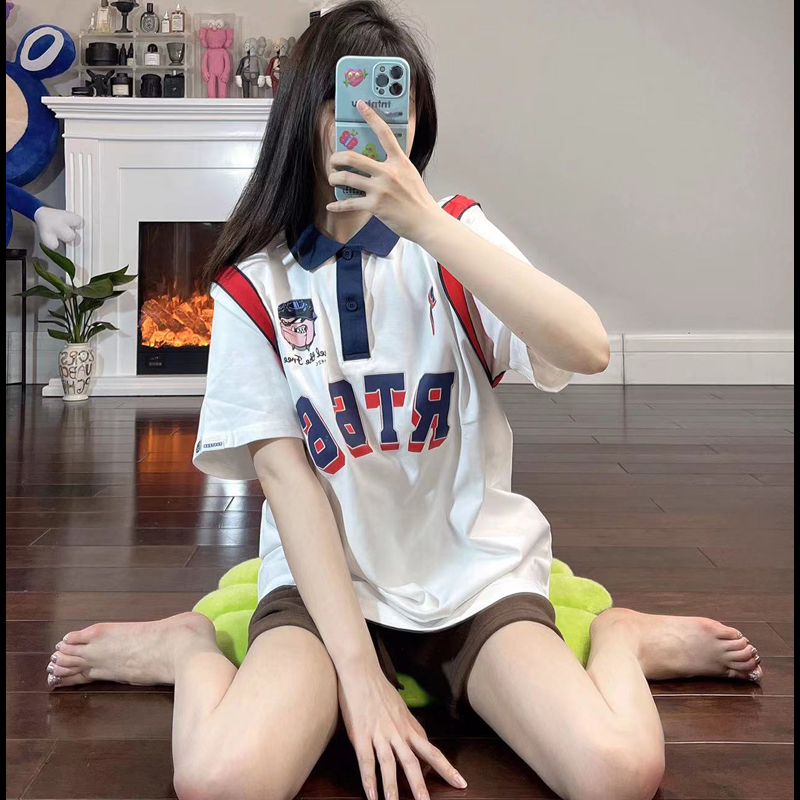 66号公路/ROUTE66 美式短袖polo衫夏季宽松情侣装潮流t恤男女同款