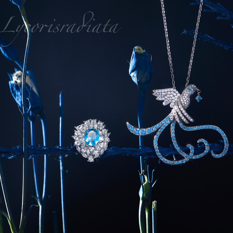 lycorisradiata(lr)彼岸花 深海蓝钻系列凤凰项链人间