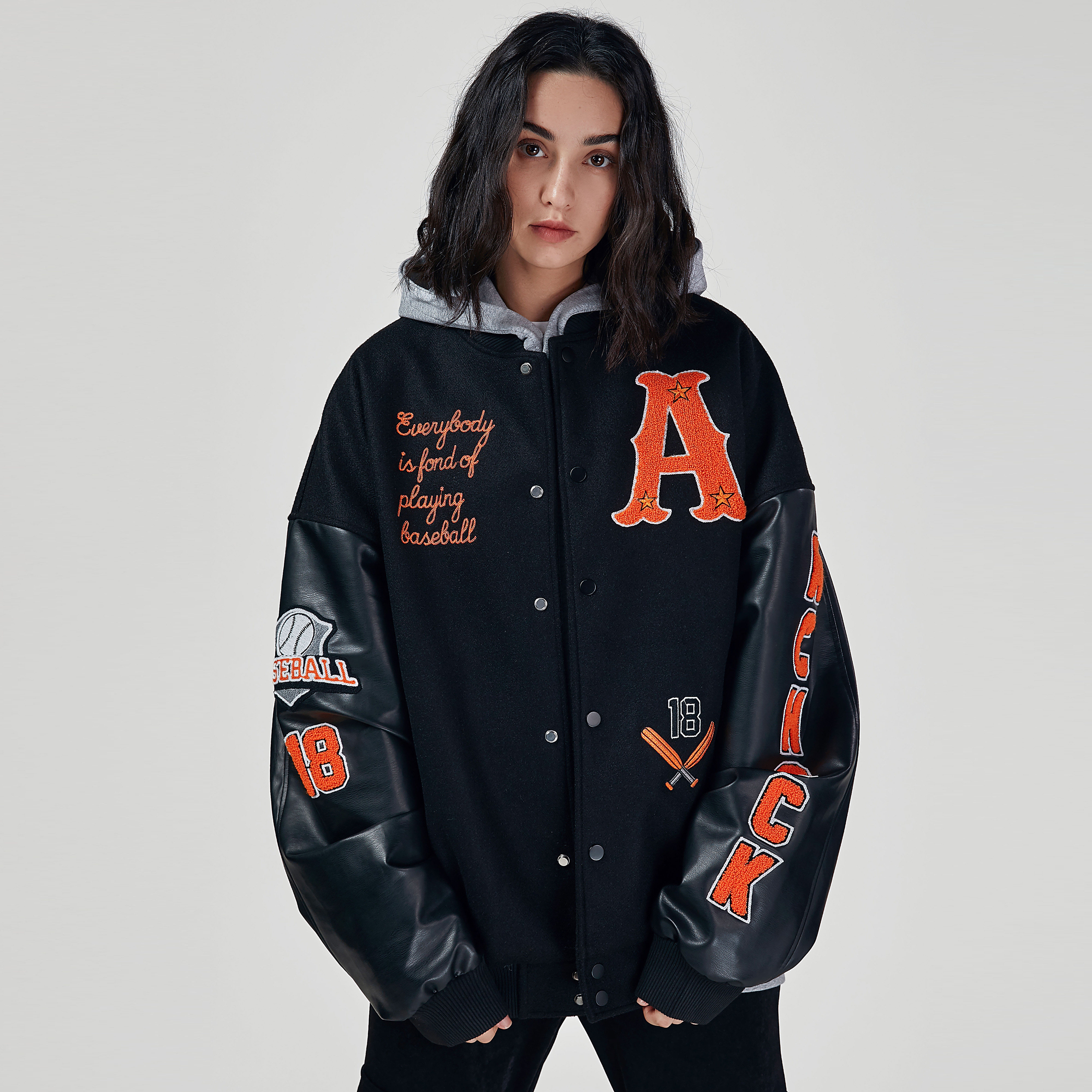 achock潮牌美式街头双色夕阳重磅棒球休闲单排夹克