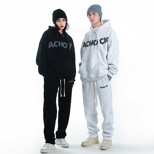 achock国潮原创个性s拉链发泡印花卫衣宽松休闲开衫连帽卫衣外套