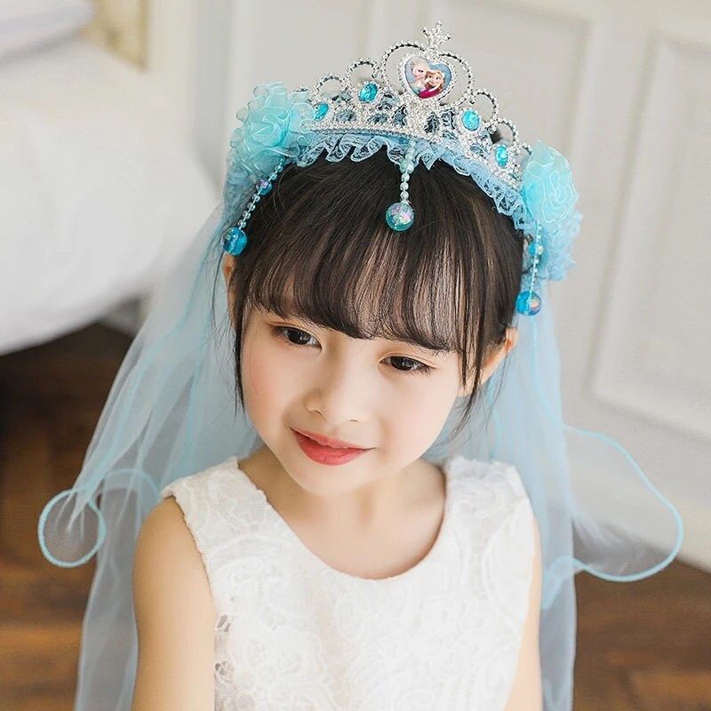 毕业季女童白女童头纱花童发饰儿童模特儿模特头帘发饰