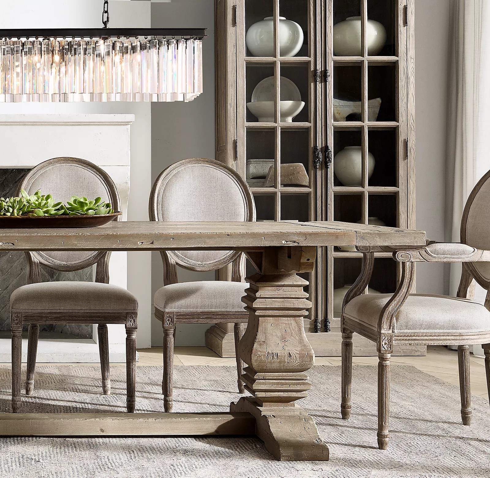 乡村美式复古家具长方形餐桌法式实木美国rh餐桌