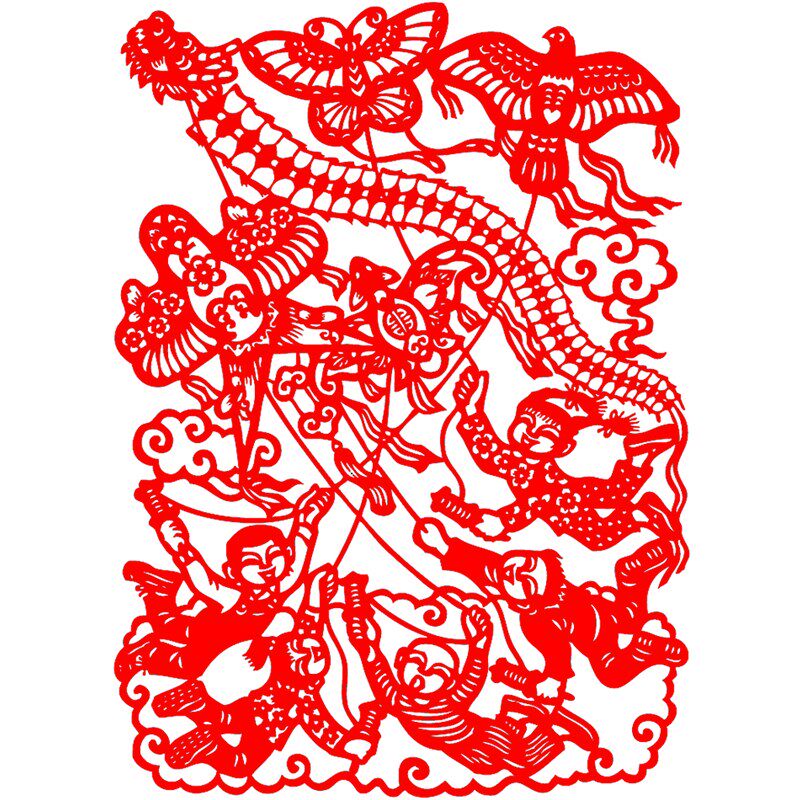 剪纸高档fk79放飞放风筝纸鸢春节教室学生窗花喜字