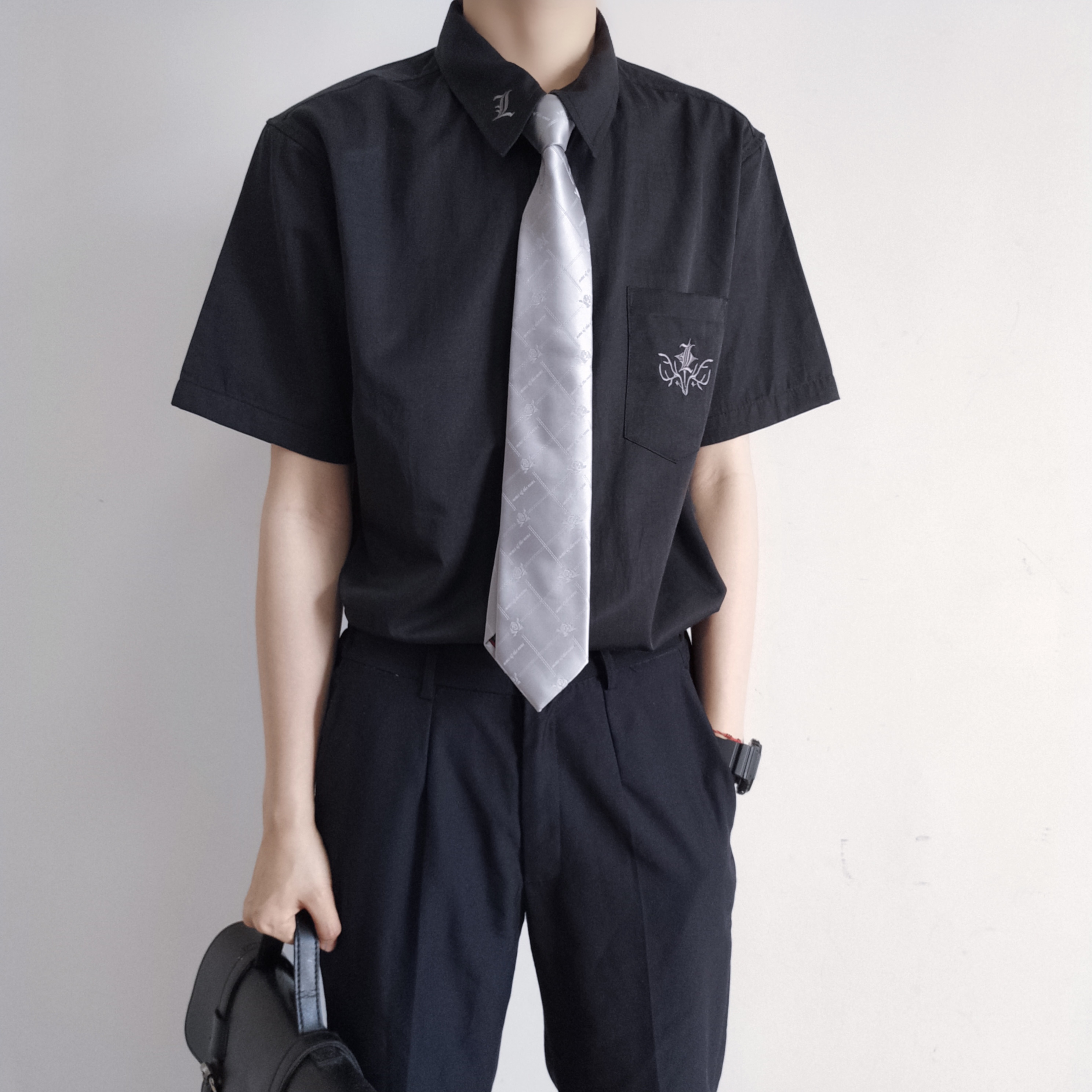 颜沐鹿角角星原创dk制服黑白白色短袖男款学生校服