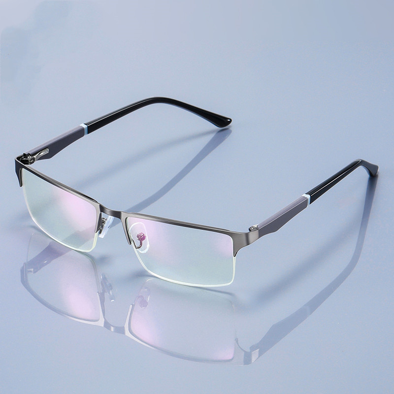 高档商务半框老花镜远近两用高清防蓝光钻石男女小脸轻花眼镜金属