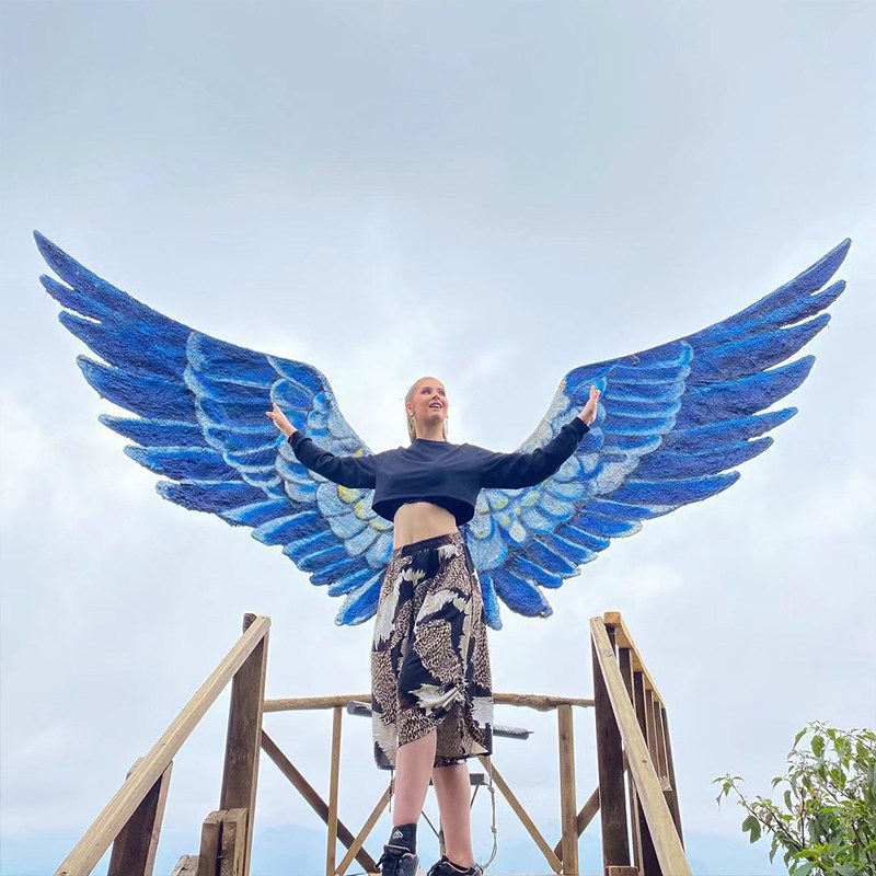 翅膀网红秋千民宿景区户外巴厘婚纱道具鸟巢户外秋千