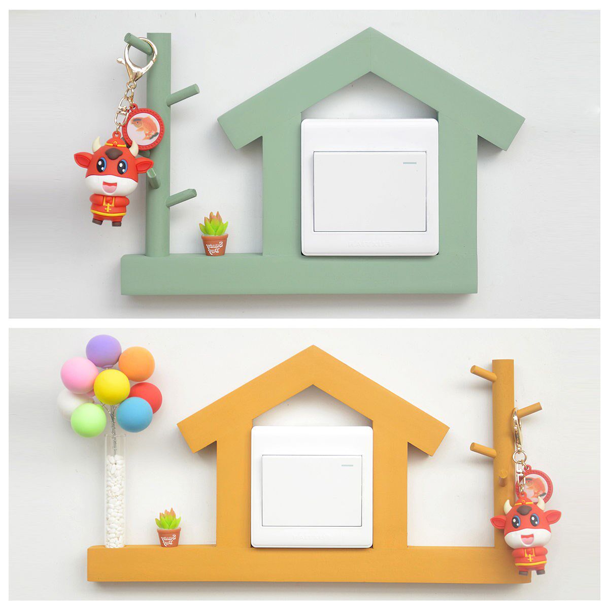 开关轻奢少女装饰保护套实木开关插座遮丑面板开关贴