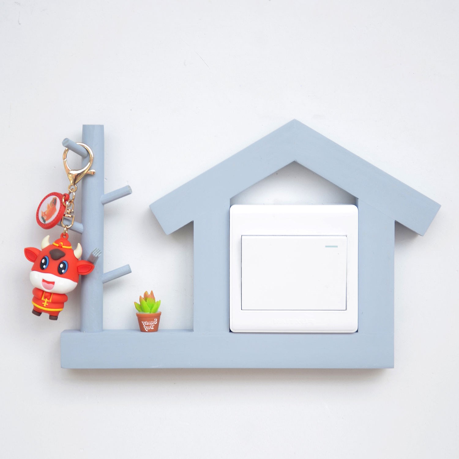 开关轻奢少女装饰保护套实木开关插座遮丑面板开关贴