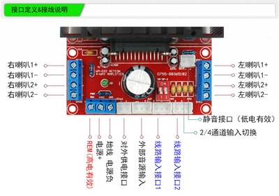 功放板级支持四声4x41w发烧环绕汽车车立4声usb多功能数码宝