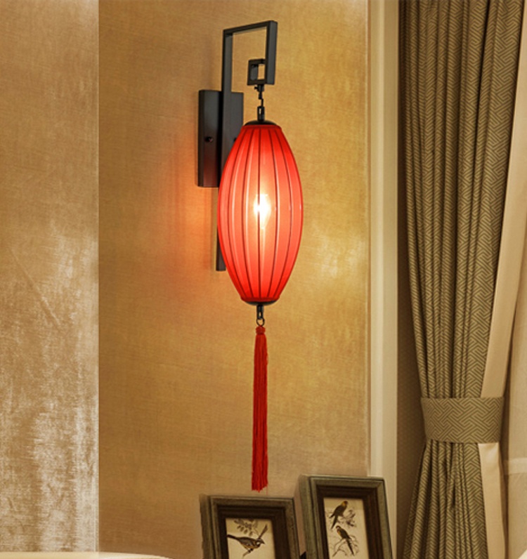 壁灯新品仿古灯笼红色过道走廊卧室床头新中式壁灯