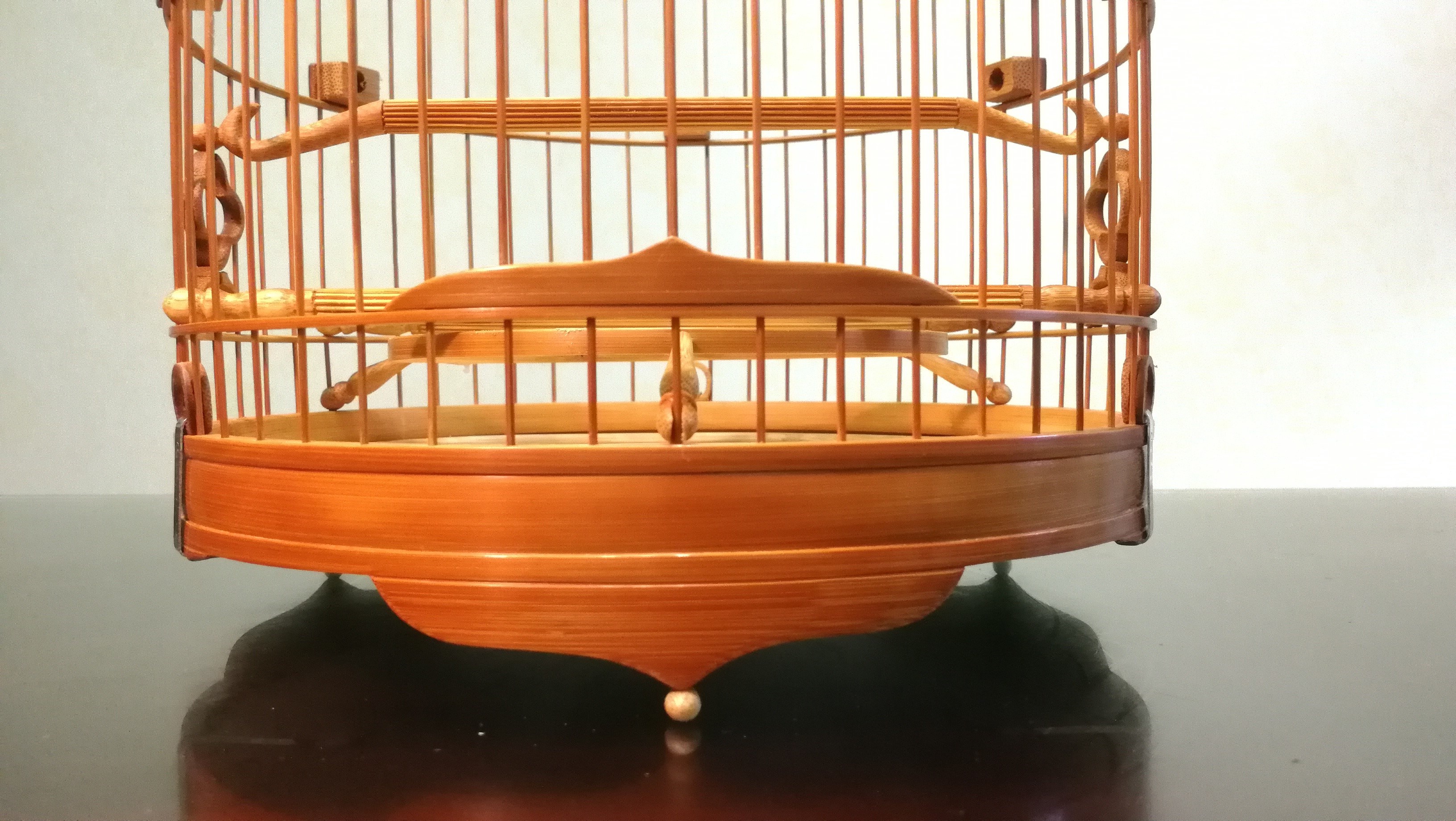 绣眼虾笼鸟笼48支52支广式10年竹料带青制作笼子