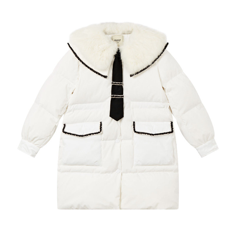 羽绒升级爱法贝童装2021新品女童羽绒服儿童中长羽绒服