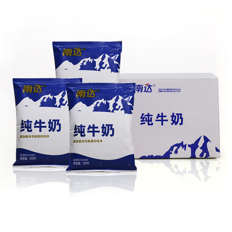新疆南达纯牛奶200g袋装整箱成人青少年学生儿童纯牛奶