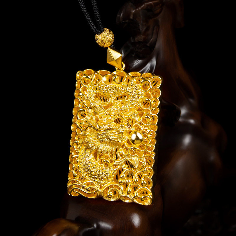 正宗越南沙金吊坠男潮龙珠大号镂空老板项坠项坠